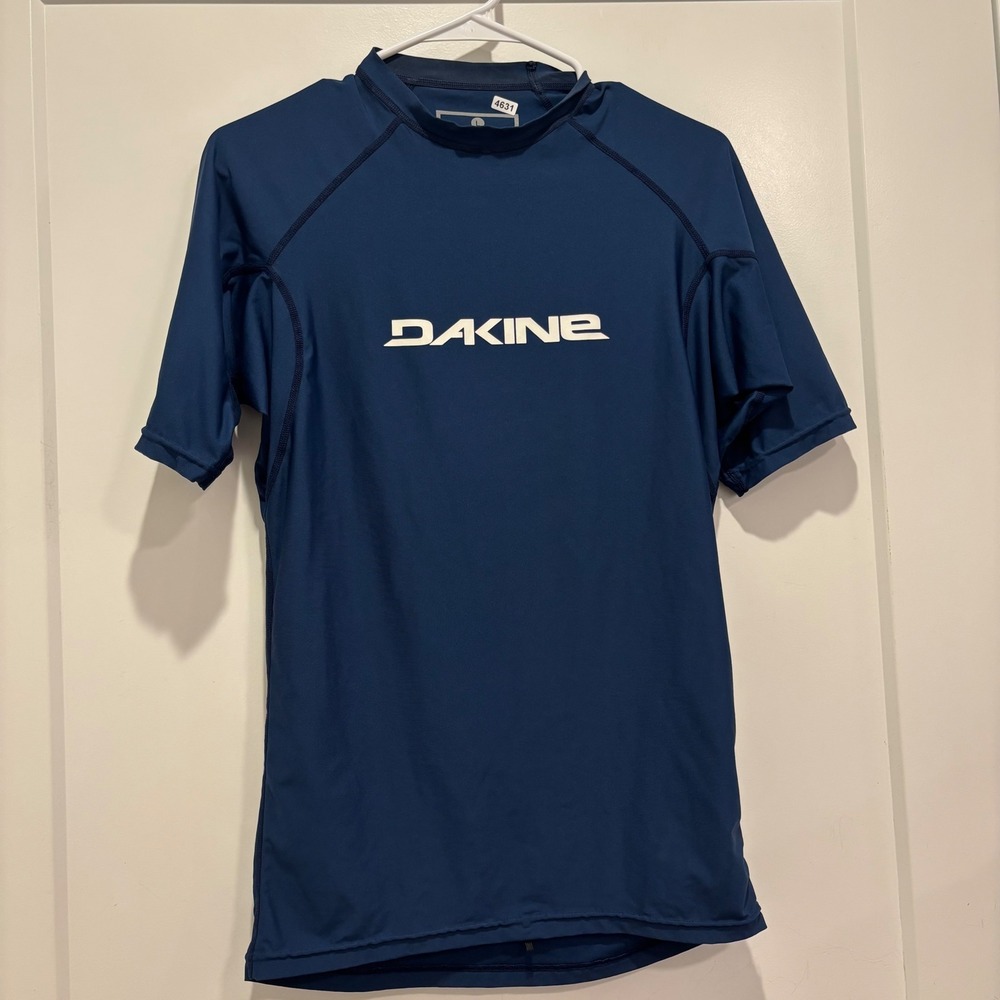 Dakine Mens Rash Guard Short Sleeve Navy Blue UPF 50 Swim Shirt L